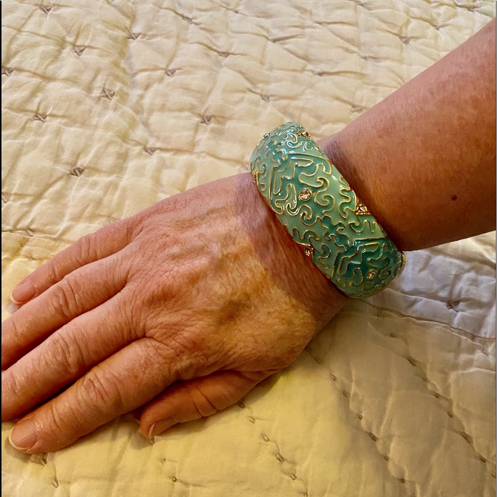 Carolina Blue Enamel Bracelet Crystal Detailing